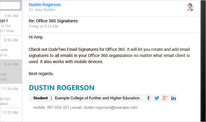 sample email signature for students 2