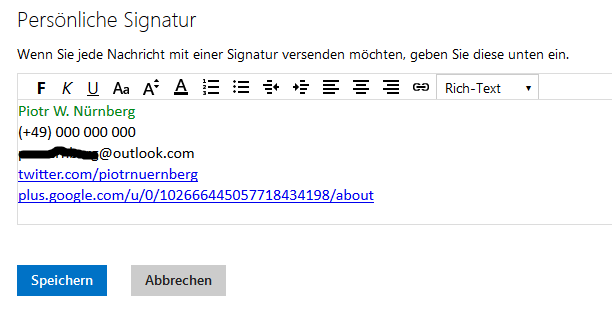 Rich Text Signatur