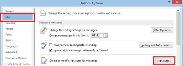 Outlook-Optionen