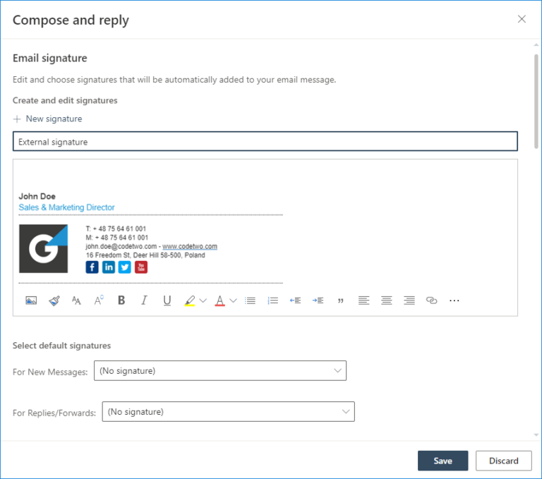 Erstellen und Ändern von E-Mail-Signaturen in Outlook im Web