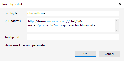 Hyperlink einbetten