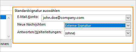 Standardsignatur auswählen