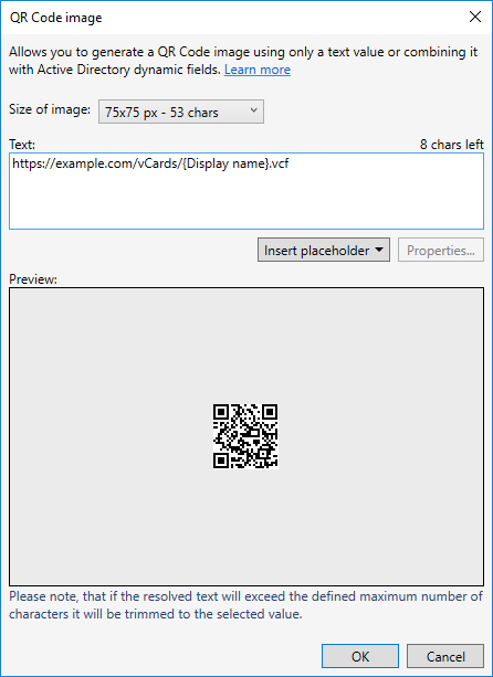 QR-Code zu vCard in CodeTwo Email Signatures for Office 365