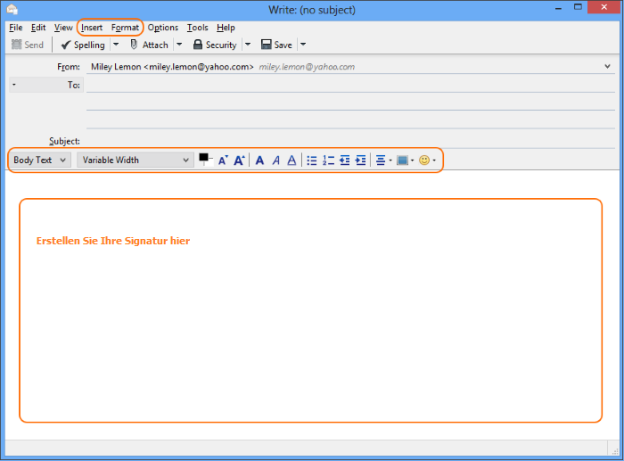 E-Mail-Signatur in Thunderbird: neuer E-Mail-Fenster