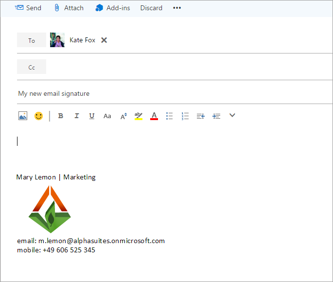 Neue E-Mail mit Signatur