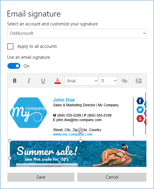 E-Mail-Signatur in Signatureditor von Windows 10 Mail einfügen