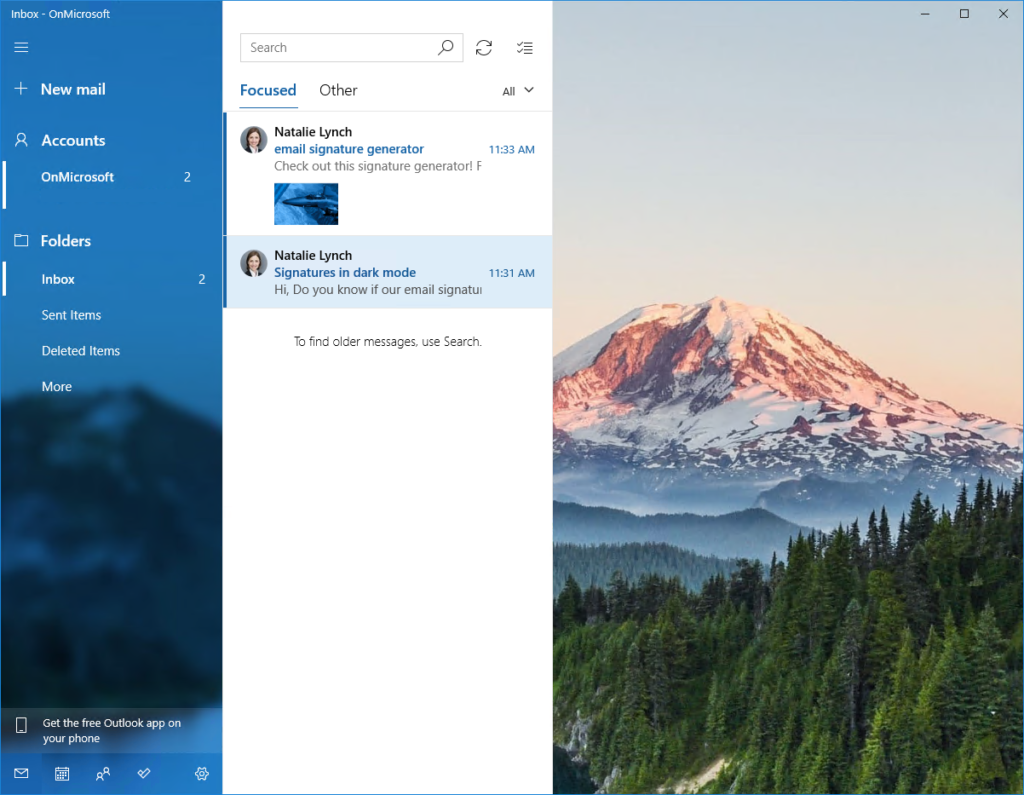 Windows Mail 10 Hauptmenü