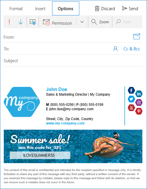Neue Signatur in Windows Mail 10