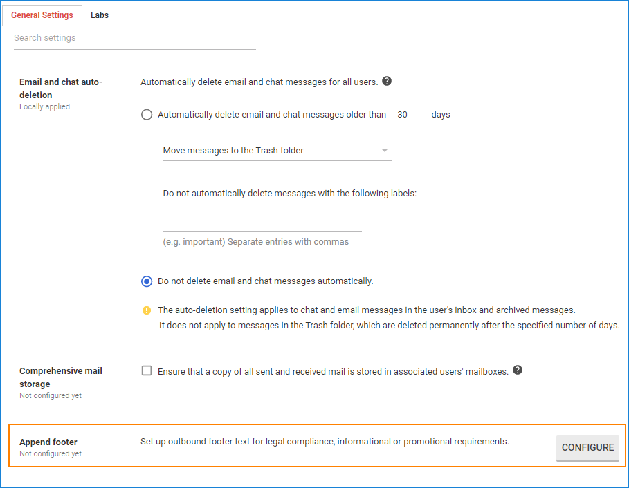 Google Workspace: Append footer