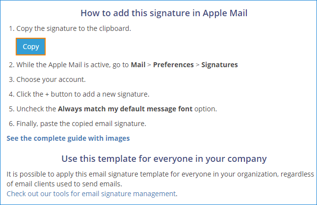 Kopieren der HTML-Signatur von Apple Mail