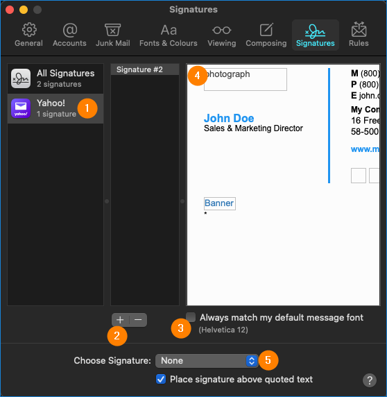 Apple Mail: Signatur-Einstellungen
