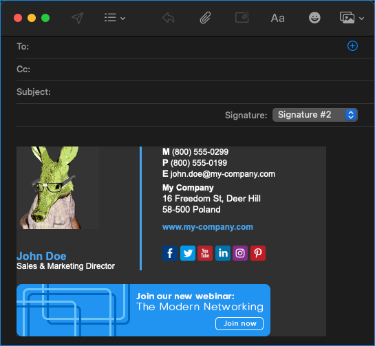 E-Mail-Signatur in Apple Mail: Nicht ganz für Dark Mode geeignet