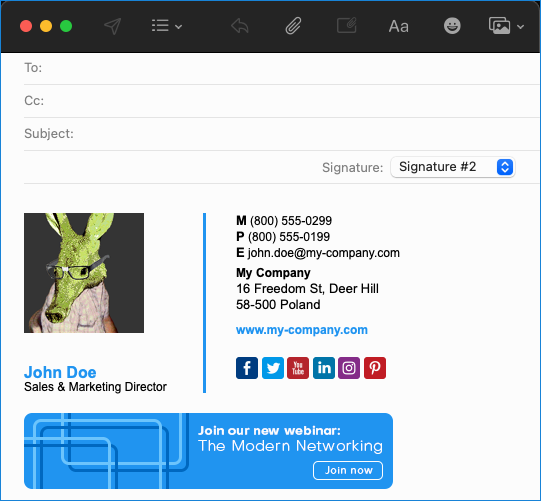 Standardmäßige E-Mail-Signatur in Apple Mail