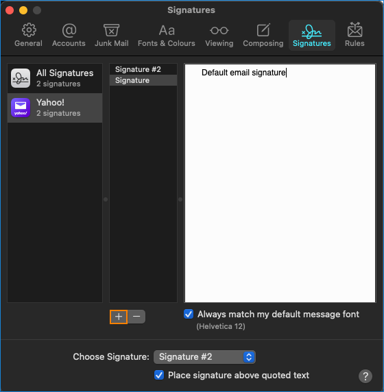 Neue Standard-Signatur in Apple Mail