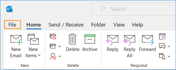 Öffnen des Outlook-Optionen-Fensters