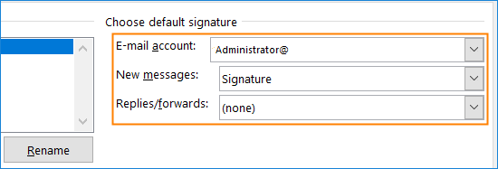 Auswählen von Standardsignaturen