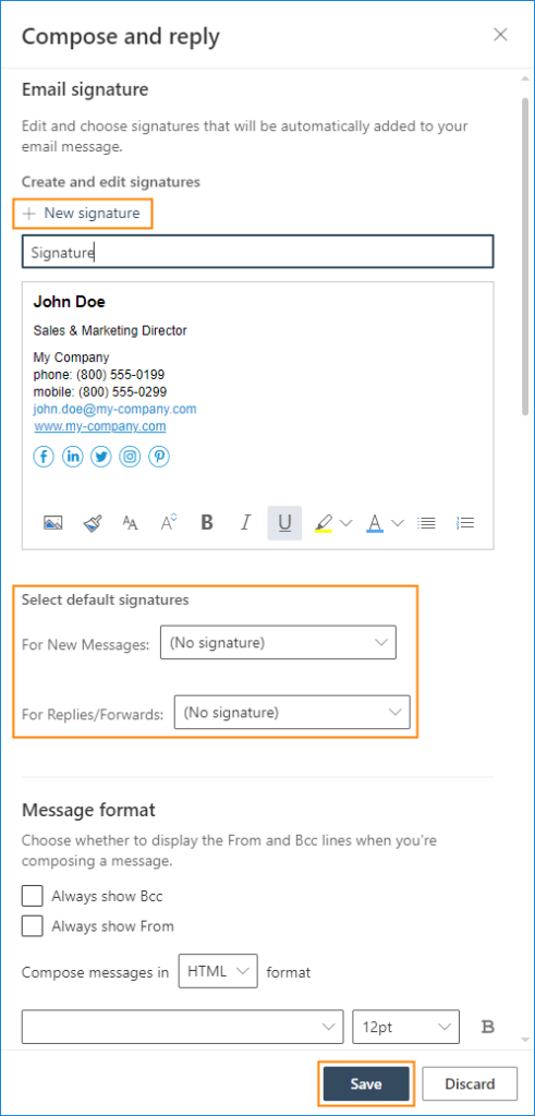 Speichern der E-Mail-Signatur