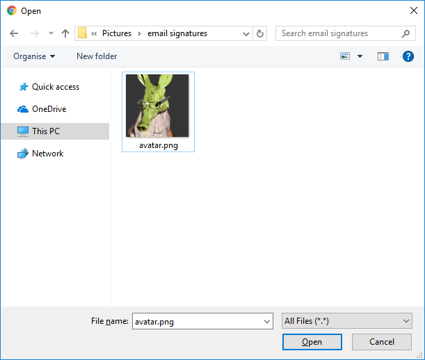 Google Drive – Auswahl des Bildes zum Hochladen
