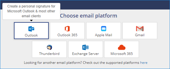 E-Mail-Signaturgenerator – Auswahl von Outlook