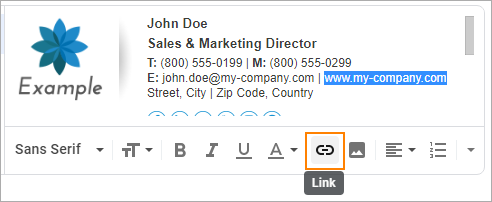 Add link to email signature in gmail