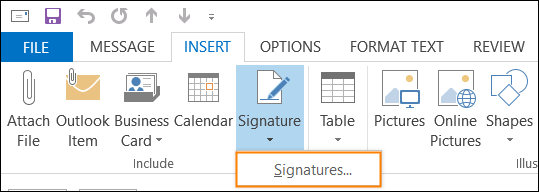 Accessing the Signatures and Stationery menu via the new message editor