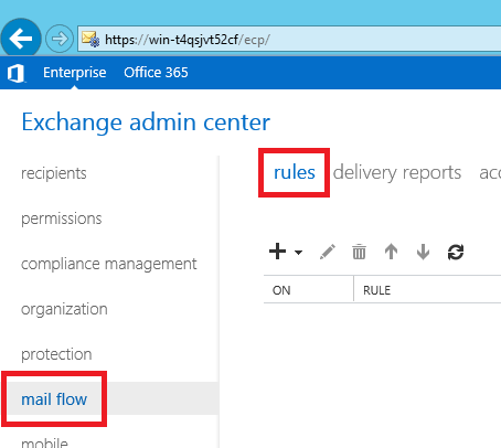 Exchange 2013 transport rules' editor