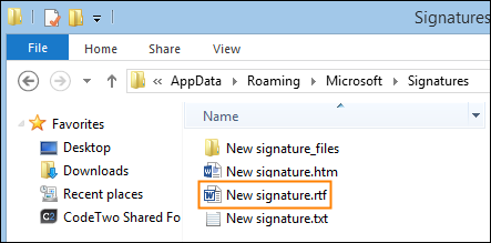 My “New signature” RTF file