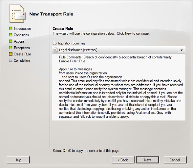 New Transport Rule summary