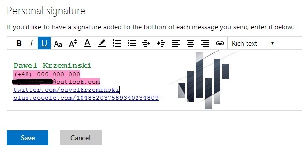The same signature viewed as rich text
