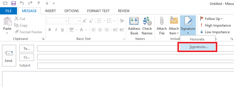 Modyfing email signature in Outlook