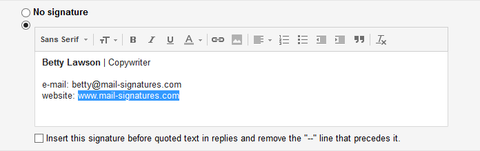 Gmail signature editor