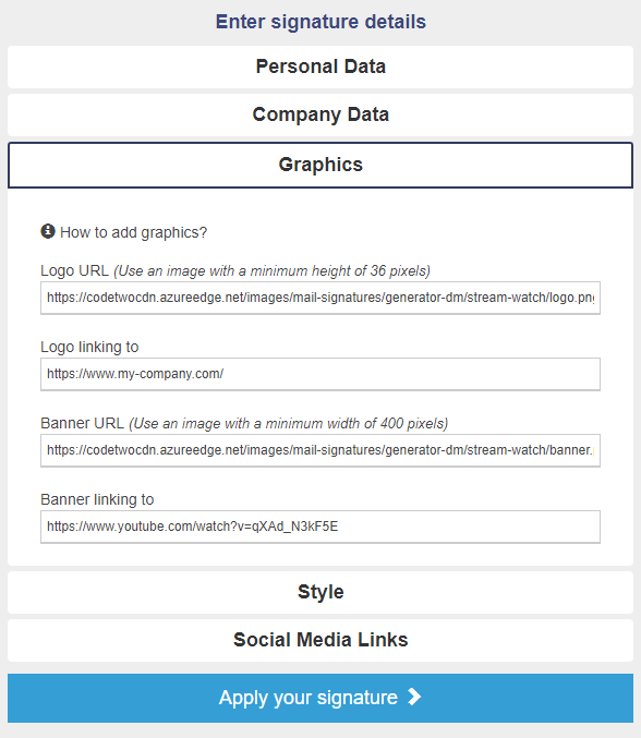 Add a video to an email signature - generator