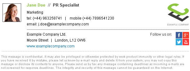 Business email signature