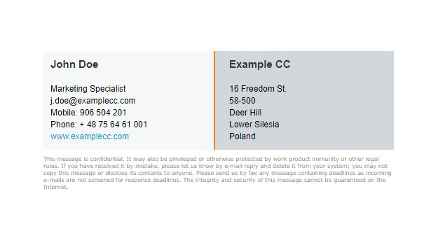 2 column email signature