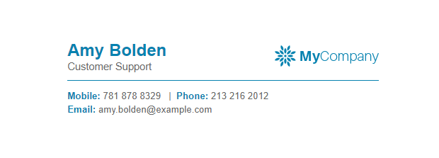 Internal email signature example for business