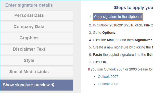 Create email signature on iOS-copy signature