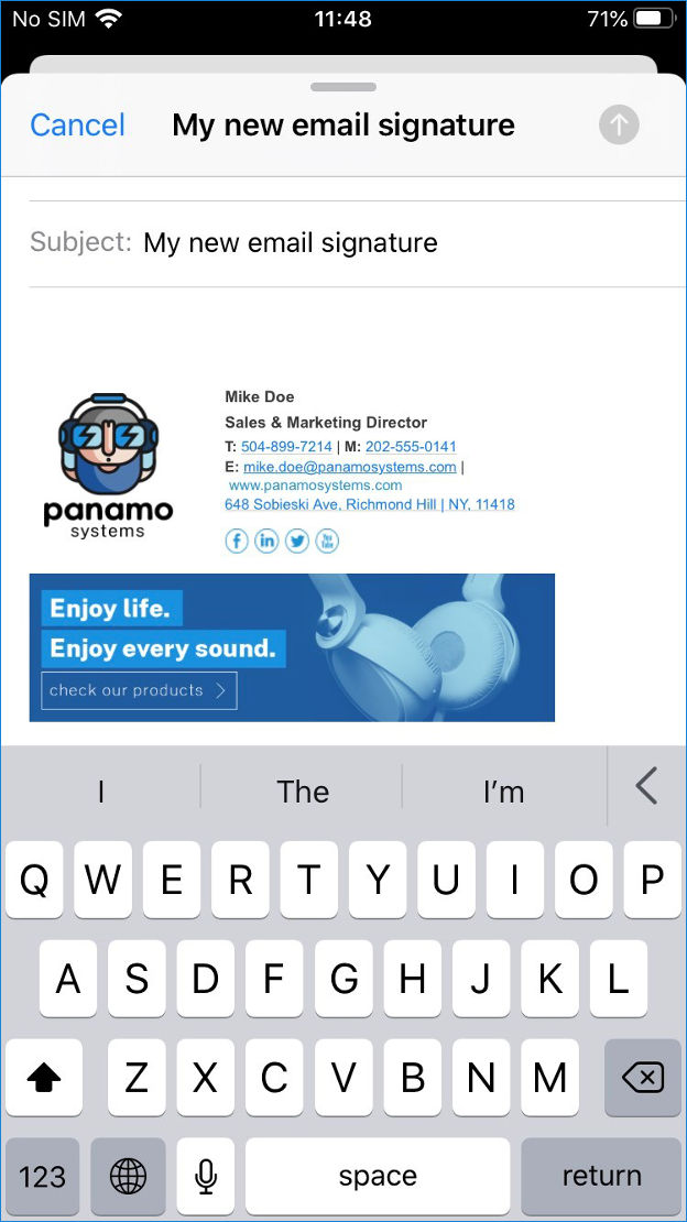 iOS email signature