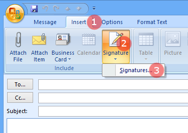 Outlook 2007: Accesing the email signature editor