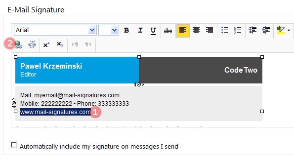 OWA 2010: Inserting a hyperlink