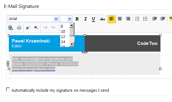 OWA 2010: Editing an email signature