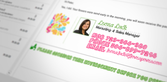 An example of a business email signature composed of fancy and uncommon fonts