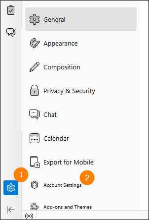 Thunderbird account settings