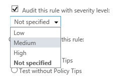 Exchange 2016 ECP: Setting mail flow rule audit level