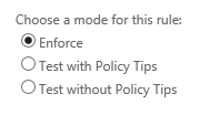Exchange 2016 ECP: Choosing the mode of a mail flow rule
