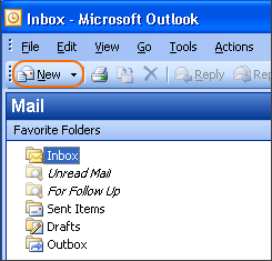 In the main view of Outlook, click the New button to open a new message. 