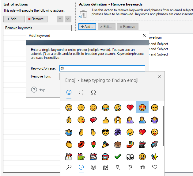 Adding modern emoji with emoji picker in Windows.