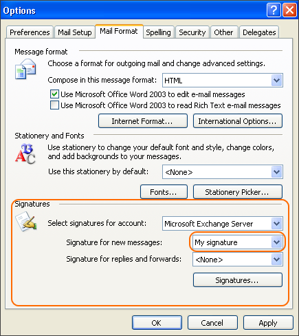 Set up your newly created email signature for all new messages.