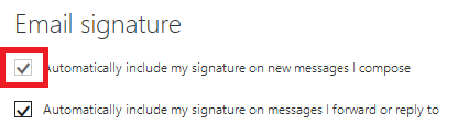 OWA email signature options