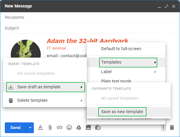 Gmail email signatures - new template