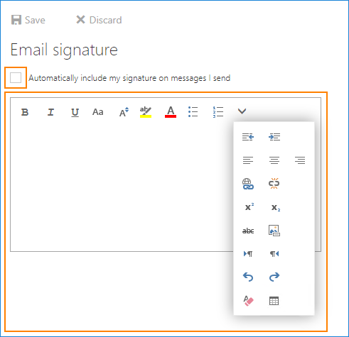 Ex2016 OWA - Email signature editor options